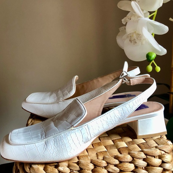 kate spade White Croc-Embossed Slingback Mules - Picture 3 of 8